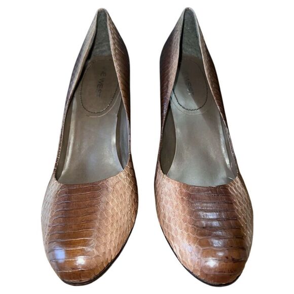 Nine West Easy Off Dark Brown/Natural Snake Pattern Round Toe Pumps Wmns 10 NEW - Picture 3 of 12